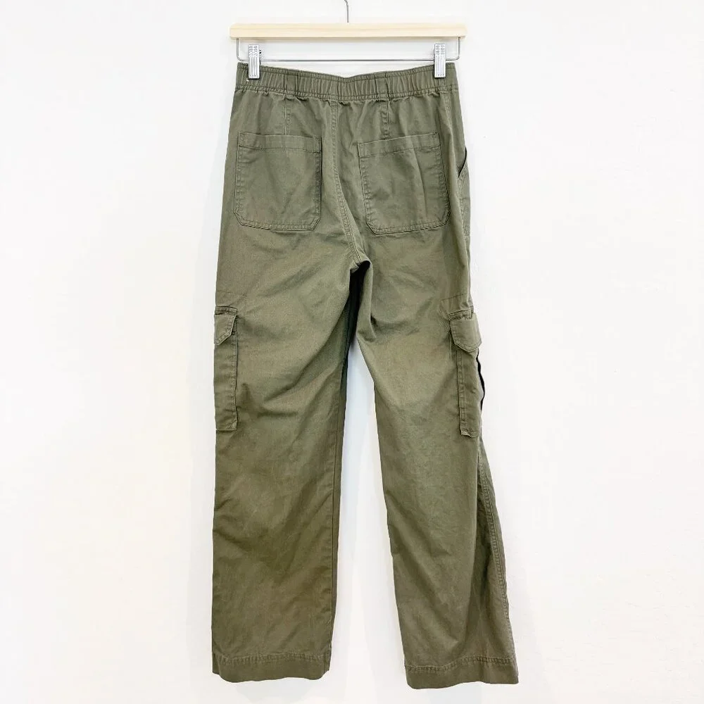 Abercrombie Relaxed Cargo Pants Wide Leg Baggy Grunge High Rise Olive Green 25 - Picture 10 of 11